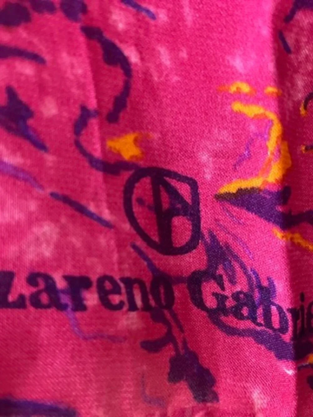 Vintage 80s Nazareno Gabrielli 100% Silk Long Scarf Made in Italy Pink Abstract